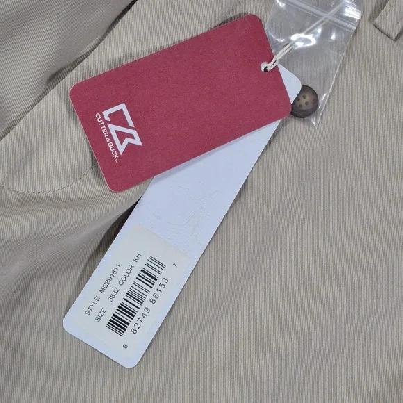 Cutter & Buck Double Pleat Microfiber Dress Pants, Slacks. Beige, 36X32. NWT!! - Picture 5 of 10